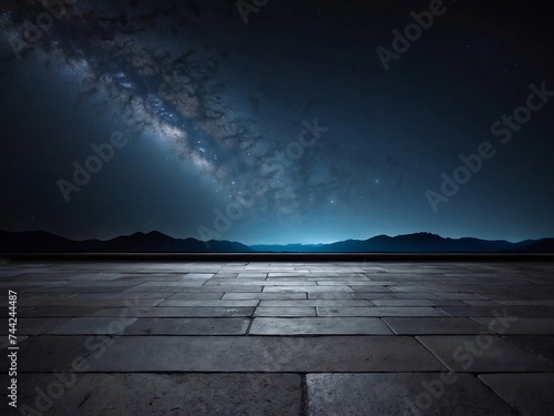 Empty asphalt floor with night sky.