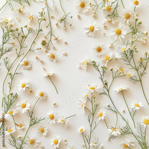 daisies on a white background close up 
created using generative AI