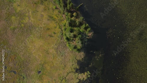 Aerial Top Down Drone View Over Seeley Lake Provincial Park, Smithers, Canada. photo