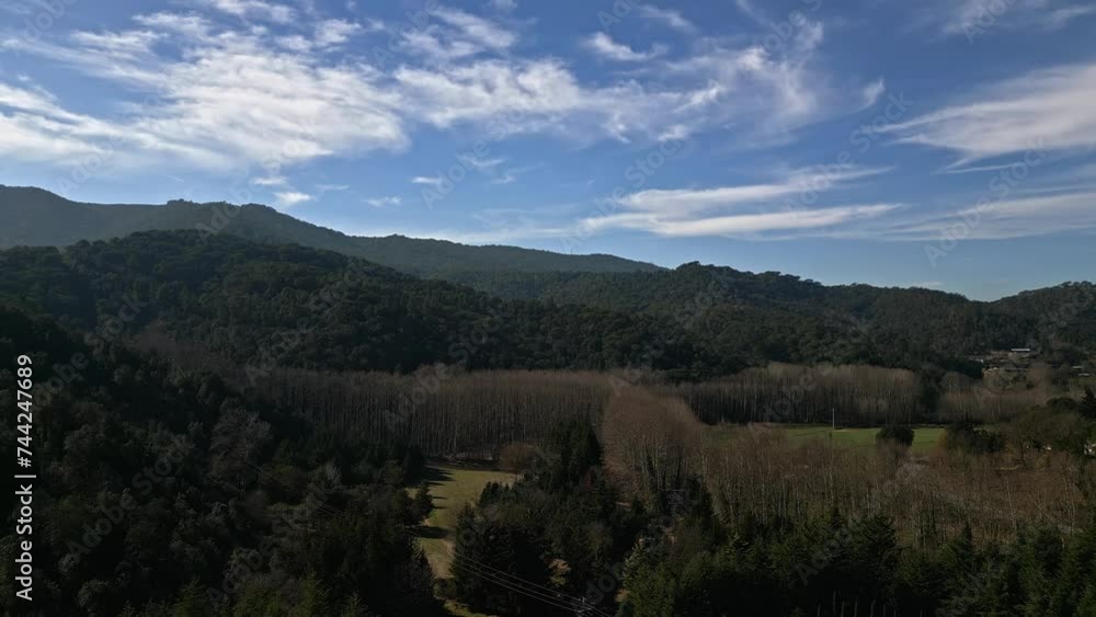 Drone Landscape of Mountain Range Green Hills in Catalonia Spain, Environmental Pristine Mediterranean Mountain Range with Native Trees, Morning Clear Daylight skyline Drone Landscape of Mountain Range Green Hills in Catalonia Spain, Environmental Pristine Mediterranean Mountain Range with Native Trees, Morning Clear Daylight skyline
