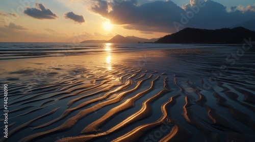 Scene of sand  sea and sun. generative ai