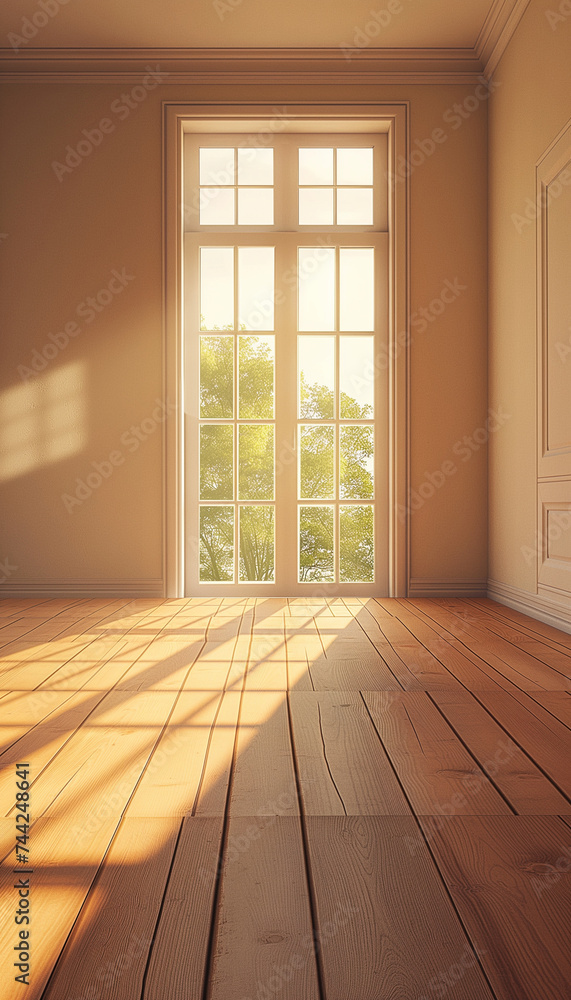 Interior of empty home living room with wooden floor Interior of empty home living room with wooden floor