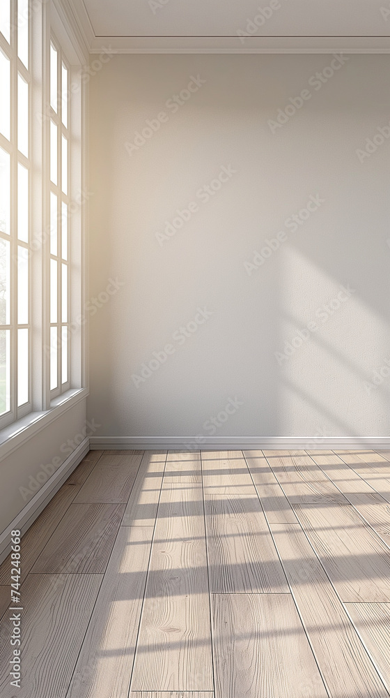 Interior of empty home living room with wooden floor Interior of empty home living room with wooden floor