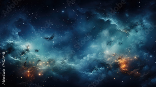 Creative design background in dark blue  yellow and pink. Galaxy or cosmic background of the night sky
