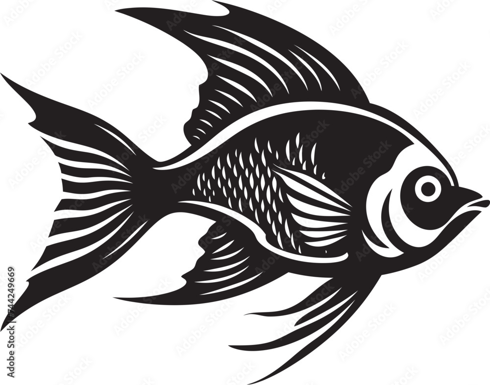 Swimming in Style Vector Tropical River Fish Exotic Aquatic Delights Black Vector Fish Logo Swimming in Style Vector Tropical River Fish Exotic Aquatic Delights Black Vector Fish Logo