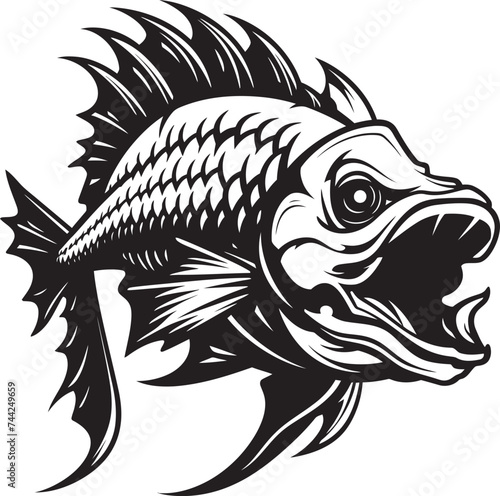 Whimsical Waters Tropical River Fish Vector Illustrations in Black Coastal Cartoons Black Vector Fish Icons Evoking Tropical Vibes