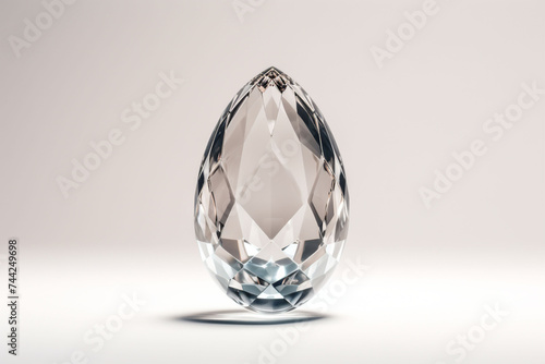 A singular crystal Easter egg stands on a light  neutral background  shining with clarity and precision  perfect for concepts of purity and elegance in luxury and glamour Easter decorations