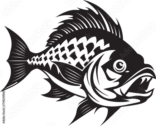 Underwater Wonders Black Vector Fish Icon Marine Marvels Vector Tropical River Fish Sketch