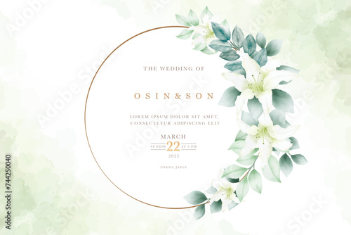  hand drawn botanical lily wreath background