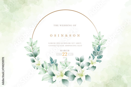  hand drawn botanical lily wreath background