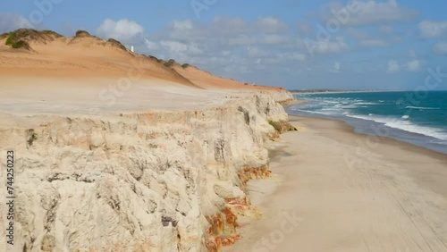 Aerial view of the cliffs and the beach of Morro Branco, Ceara, Fortaleza photo