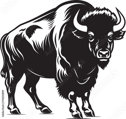 Echoes of the Wild Black Bison Vector Graphic Black Bison Symbol of Abundance and Renewal