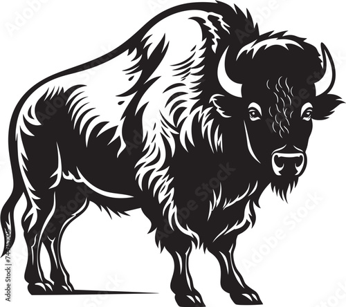 Black and Primal The Undying Bison Silhouette The Stoic Guardian A Black Bison Logo