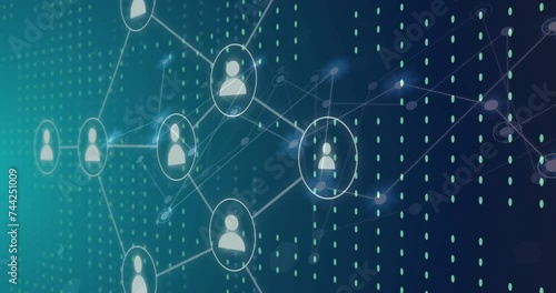 Wallpaper Mural Animation of network of people icons over data and communication network Torontodigital.ca