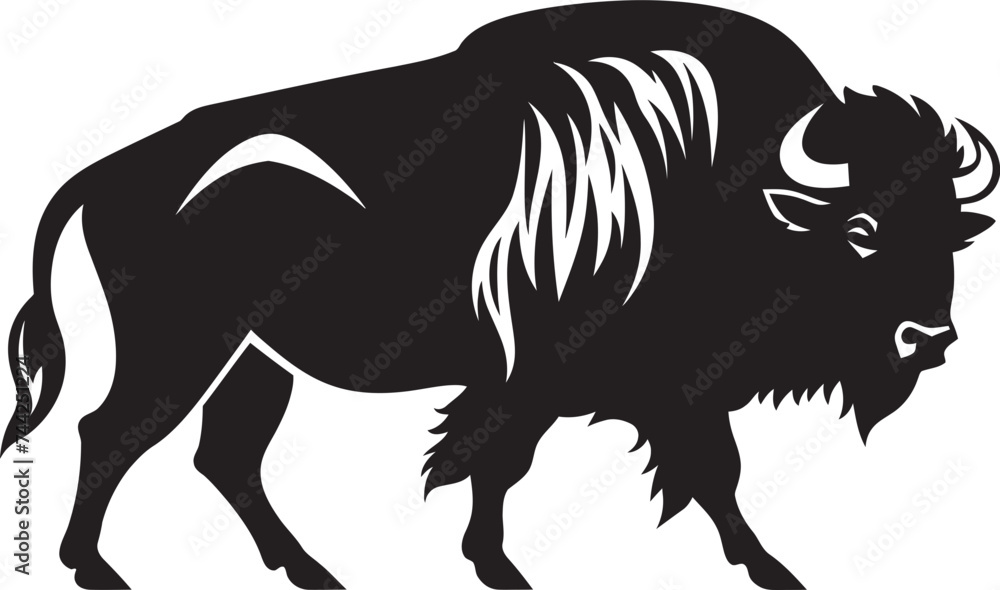 Buff and Black The Bison Logo Design Movin On Up Black Bison Vector Icon