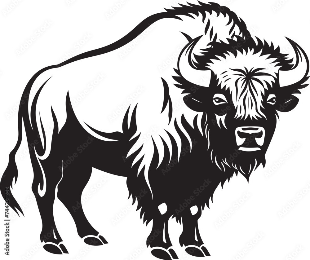 Fototapeta premium Bison Buzz A Vector Icon with Bite The Mighty Mini Black Bison Icon