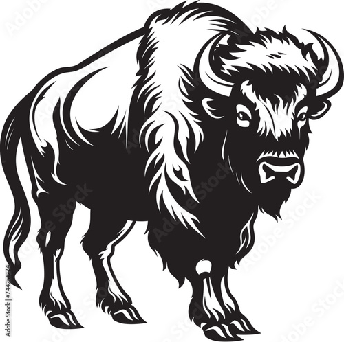 Fototapeta Naklejka Na Ścianę i Meble -  Bison Boogie A Vector Icon Groovin Yellowstones Black Bison A Vector Icon