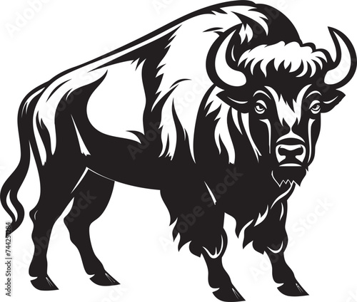 Yellowstones Black Bison A Vector Icon Grand Canyons Guardian Black Bison Logo Design