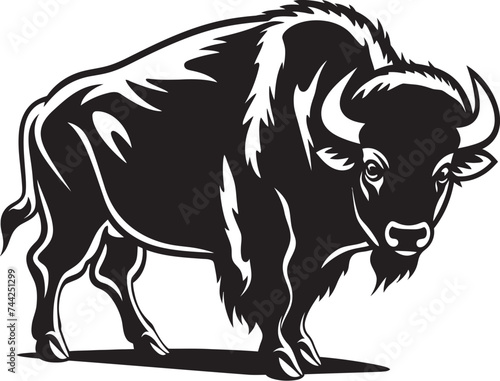 Bison Charge A Black Vector Icon in Motion Thunderhoof Black Bison Logo Design with Impact