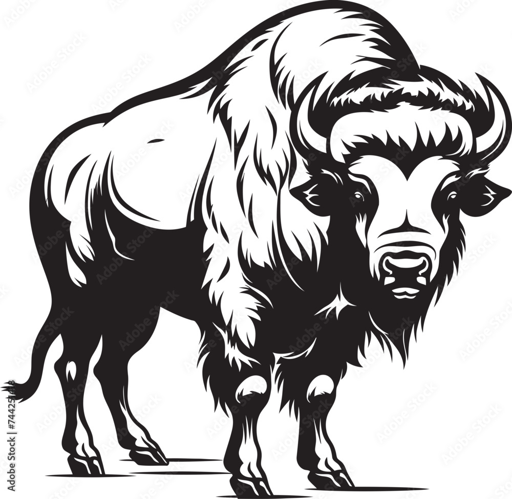 The Stoic Guardian Black Bison Logo Unleash the Power Black Bison Vector Design