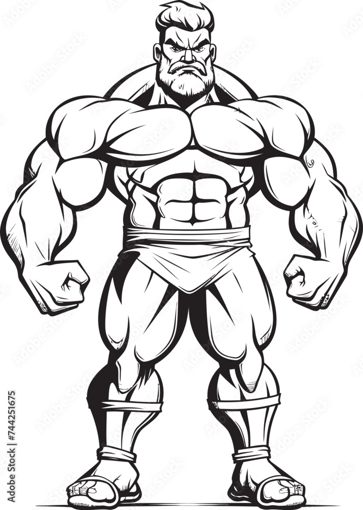 Fototapeta premium Inked and Ironclad A Vector Icon of the Pumped Up Powerhouse Ripped and Grinning Gigantic Gains Get Goofy in Graphic Form