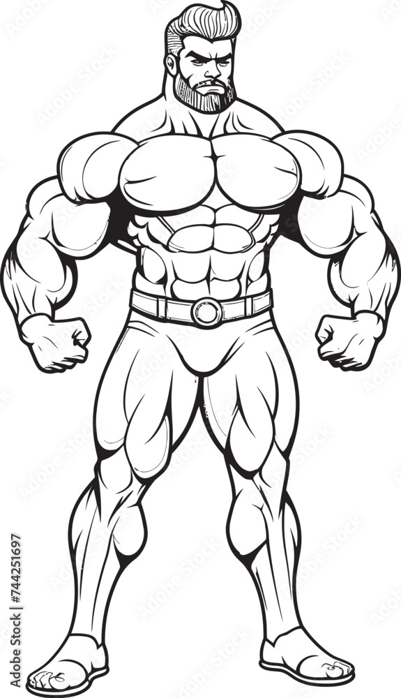 Fototapeta premium From Scrawny Sketch to Sculpted Icon A Bodybuilders Journey Lifting Lines and Lofty Goals A Vector Icon of Dedication and Triumph