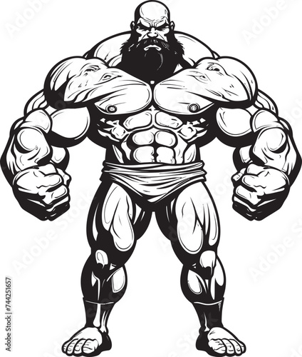 The Schwarz enegger Silhouette A Symbol of Power and Unkown Potential The Iron Giant A Black and White Bodybuilder Caricature