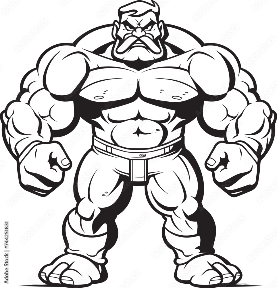 The Gigantic Goofball Black Muscleman Mascot Icon Flex and Jest Playful Bodybuilder Vector Logo The Gigantic Goofball Black Muscleman Mascot Icon Flex and Jest Playful Bodybuilder Vector Logo