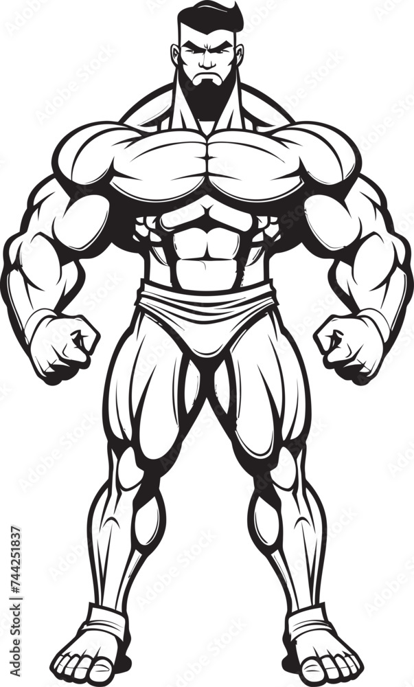 Iron Will, Inked Image Celebrating the Strength Within Building Dreams in Black and White This Caricature Motivates Your Hustle