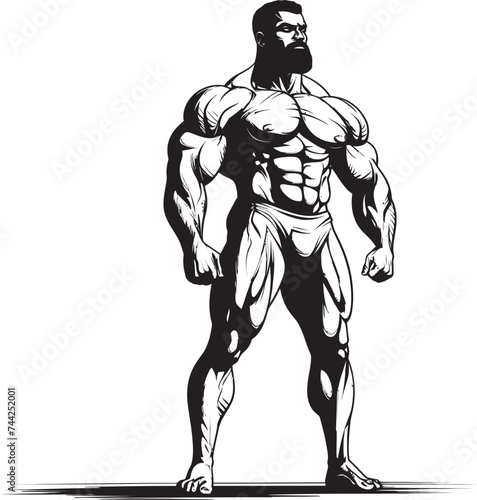 Flex and Fly Black Bodybuilder Logo in Motion The Grinning Goliath Vector Icon of Lifting Laughter