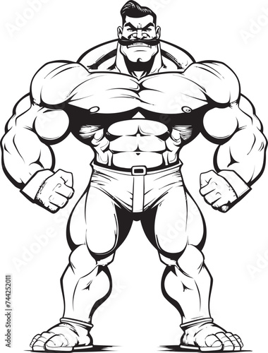The Grinning Goliath Vector Icon of Lifting Laughter Pump Up the Party Playful Bodybuilder Mascot