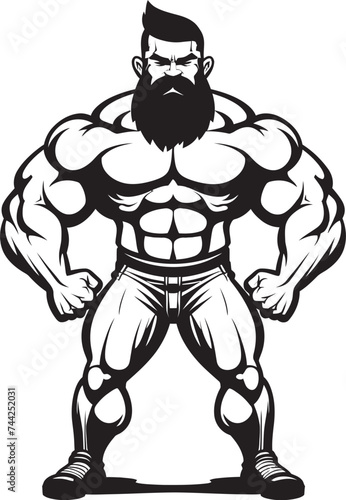 Fitness and Fun, One Rep at a Time Cartoon Muscleman Icon in Vector The Incredible Hulks Hilarious Cousin Black Bodybuilder Logo