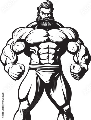 Pump Up the Silliness Vector Icon of Fitness Fun The Big Friendly Giant Playful Bodybuilder Mascot