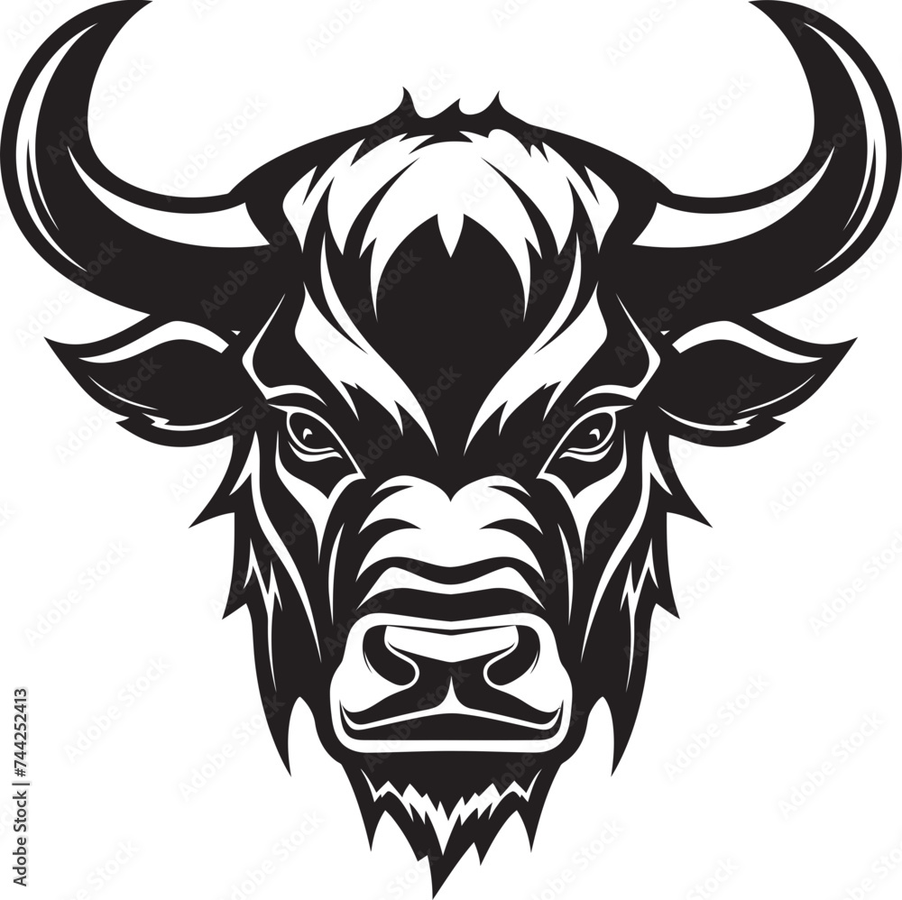 Built to Bulldoze A Powerful Mascot for Conquering Goals Moo ving Forward with Confidence A Black and White Bull Icon