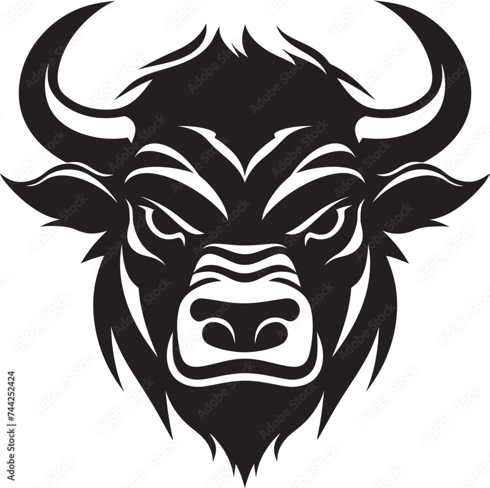 Stoic and Stylish A Modern Bull Mascot for the Ages Bovine Bliss A Peaceful Bull Head for Tranquil Brands