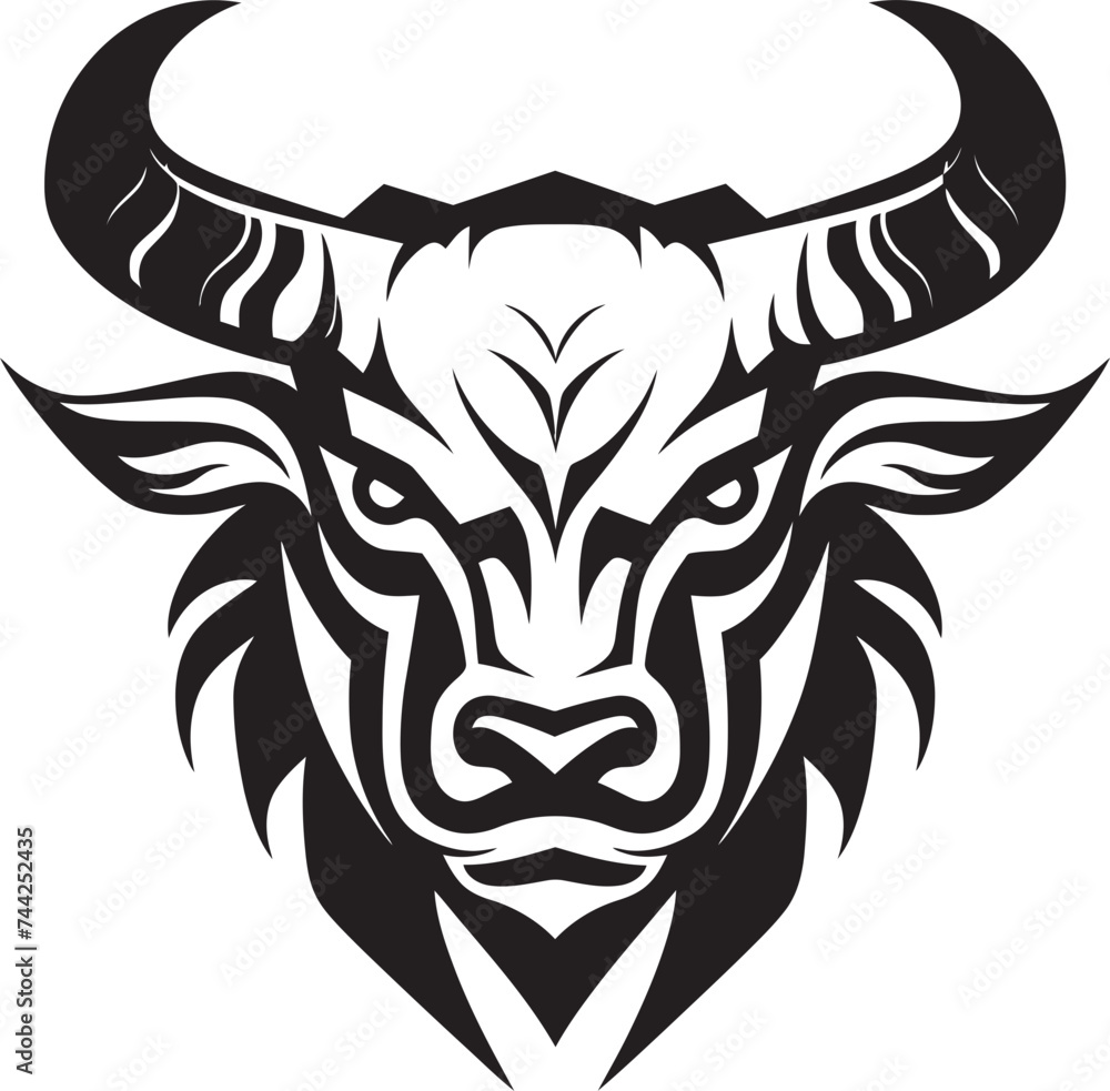 Bullish Business A Stoic Stare in Black and White Horned Hero A Classic Mascot with Modern Appeal Bullish Business A Stoic Stare in Black and White Horned Hero A Classic Mascot with Modern Appeal