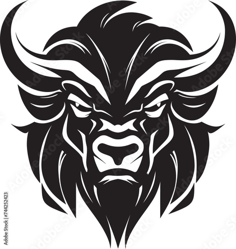 Unleash Your Brands Strength A Black and White Bull Mascot Stoic and Stylish A Modern Bull Mascot for the Ages