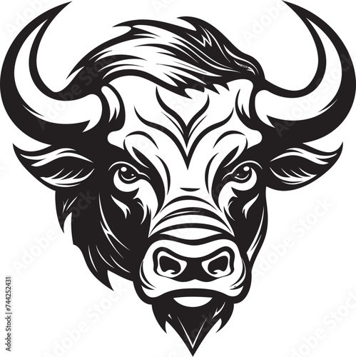 Resilient Bull A Black and White Icon for Overcoming Challenges Pioneering Bull A Trailblazing Black and White Mascot