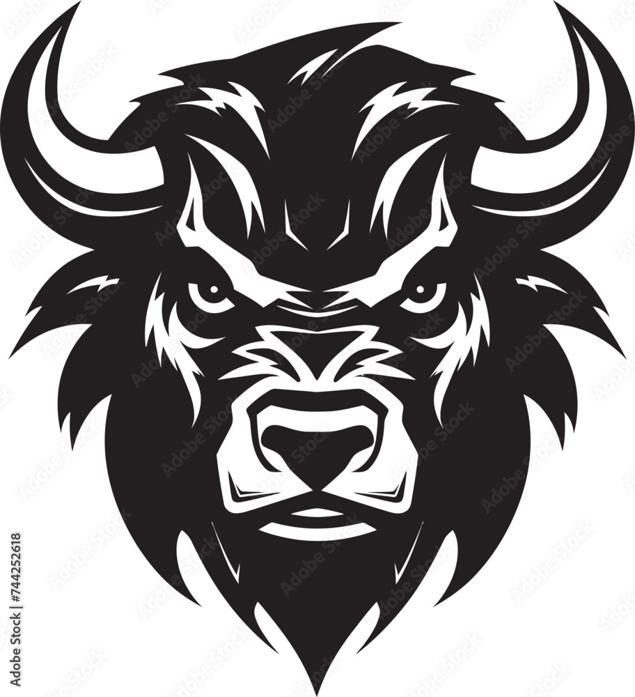 Unleash the Power Black and White Bull Icon with Grit Headstrong and Heartfelt A Bullish Mascot with Personality