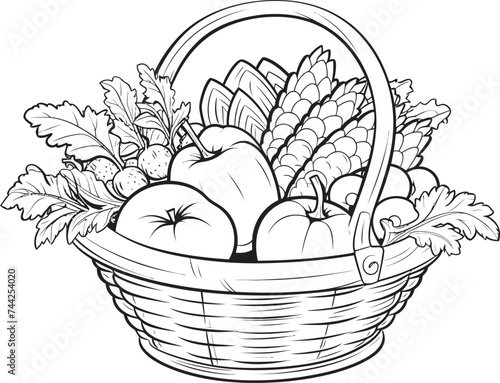 Basket Bonanza Colorful Vegetable Bounty Fresh Finds Wholesome Veggie Basket Coloring Escapade