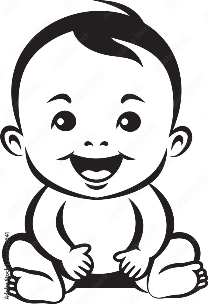 Cheerful Cherub Laughing Baby Badge Tiny Laughter Baby Icon in Black Vector Cheerful Cherub Laughing Baby Badge Tiny Laughter Baby Icon in Black Vector