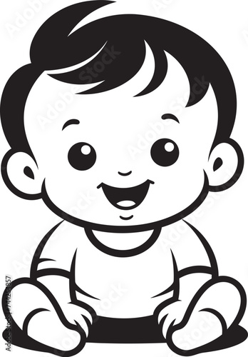 Gleeful Baby Smiles Symbol Graphic Logo Dynamic Baby Giggles Emblem Black Vector Symbol