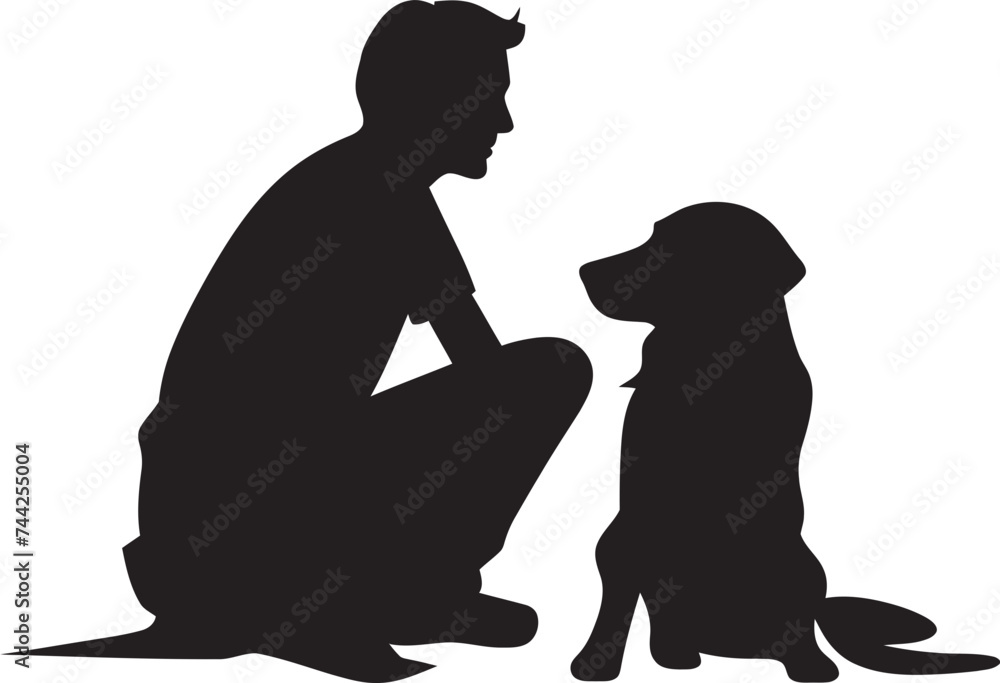 Pawsitive Partnership Badge Dog and Owner Graphic Lifelong Companionship Logo Black Icon Design