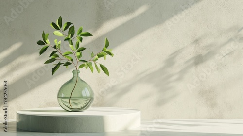 White, empty textured wall and stage background of a podium, generative ai