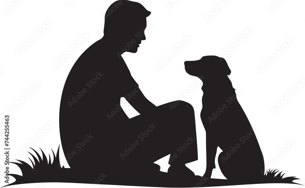 Bonding with Bowwow Symbol Dog and Owner Icon Pooch Pals Badge Vector Graphic