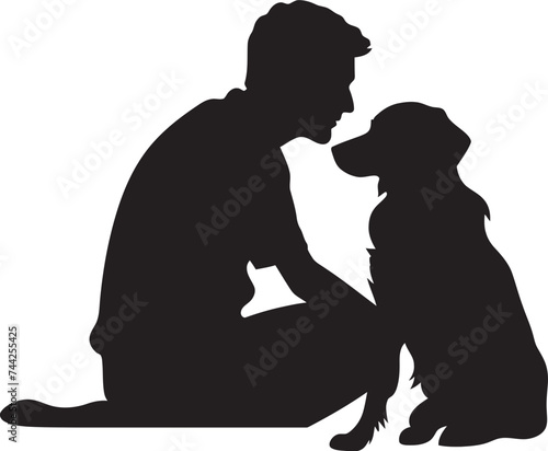 Canine Harmony Iconic Black Logo for Pet and Human Tailored Icons Vector Graphics for Dog and Owner Connection
