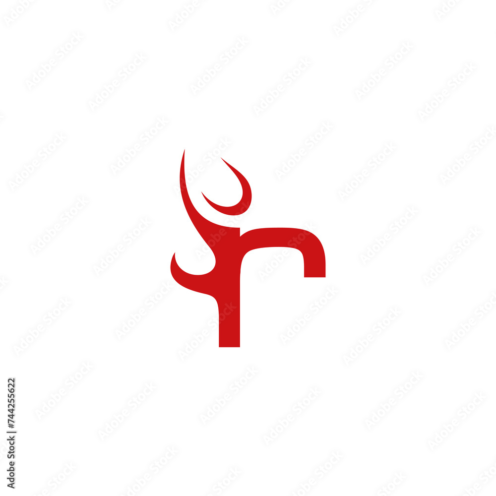 illustration of a fire and letter r illustration of a fire and letter r