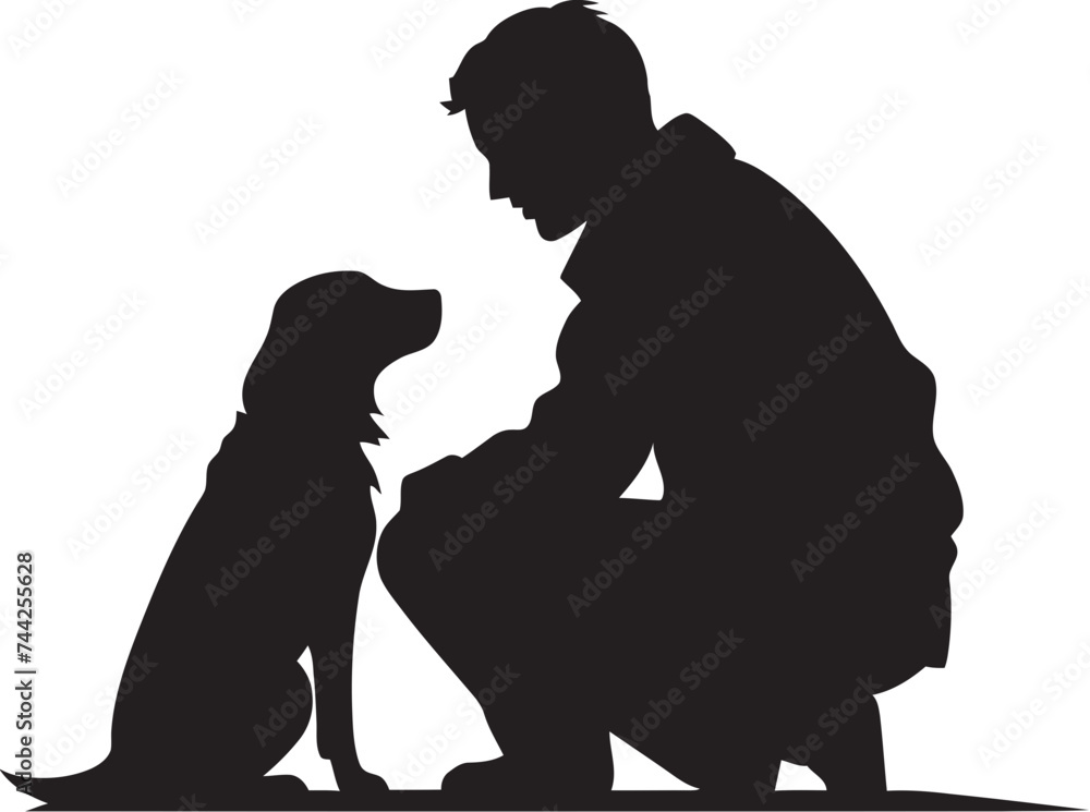 Canine Cohesion Icon Dog and Owner Graphic Trusty Tail Wagger Emblem Vector Graphic Design