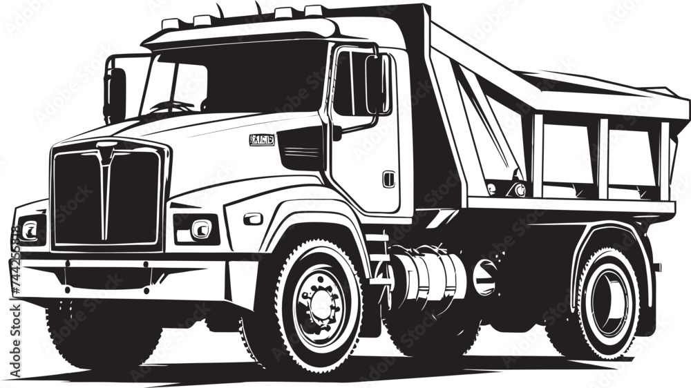 Mighty Dump Truck Industrial Dumper Black Logo Design Vector Iconography Industrial Dumper in Black