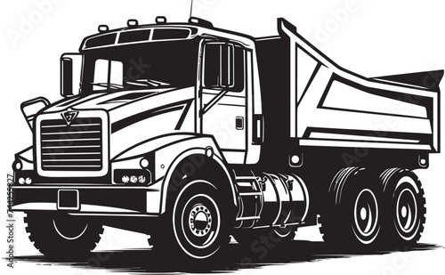 Dumper Dynamics Industrial Icon in Vector Black Vector Vision Dump Truck Logo Design